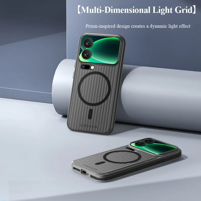 LEREACH TOC Series for Xiaomi 17 Pro Max Case Flowing Grid PC Phone Cover Magnetic Case - White