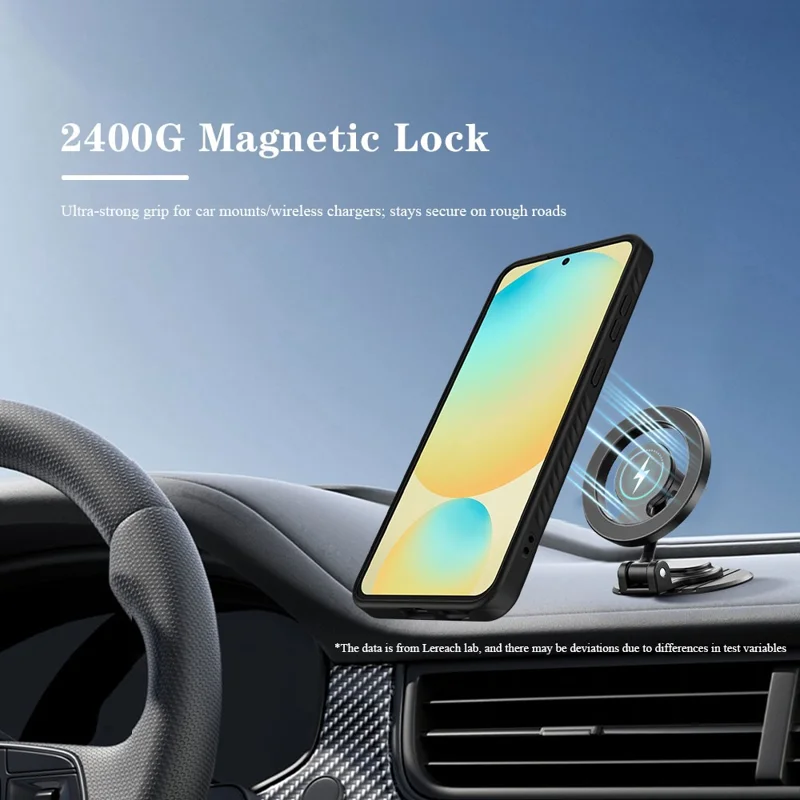 LEREACH Le-Chic Series For Samsung Galaxy S25 FE Magnetic Case Kickstand TPU + PC Phone Cover - Black