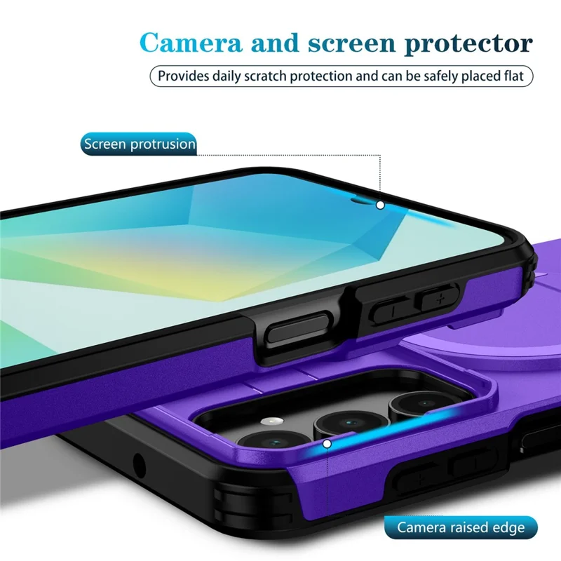 For Samsung Galaxy A16 5G / 4G Case Kickstand Camera Slider PC + TPU Phone Cover Magnetic Case - Purple
