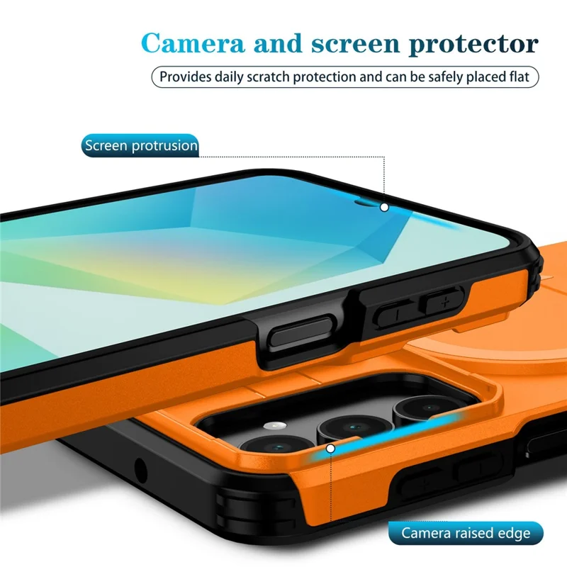 For Samsung Galaxy A16 5G / 4G Case Kickstand Camera Slider PC + TPU Phone Cover Magnetic Case - Orange