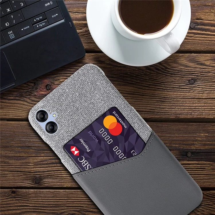 Étui à Téléphone Portable Pour Samsung Galaxy A04 4G (164,4 x 76,3 x 9,1 Mm) Porte-carte Conception de Texture Texture Texture pu en Cuir Revêtu PC Couverture - Gris
