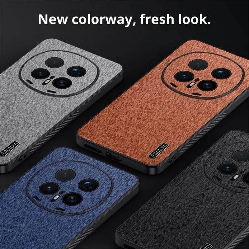 Obudowa do Honor Magic8 Pro 5G z drewnianym wzorem, powłoka z tworzywa PC i TPU, pokryta sztuczną skórą PU - Czarny