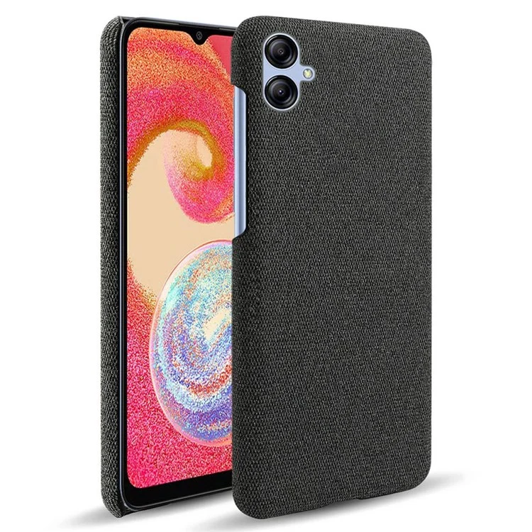 Für Samsung Galaxy A04 4G (164,4 x 76,3 x 9,1 Mm) Mobilfunkkoffer Protektor Shell Solid Color Hard Pc+stoff Telefonabdeckung - Schwarz