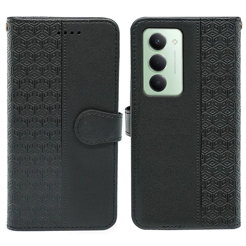 Xiaomi Redmi 15 5G (Global) (169mm) Brieftasche Handyhülle Muster Geprägtes Leder Flip Cover - Schwarz