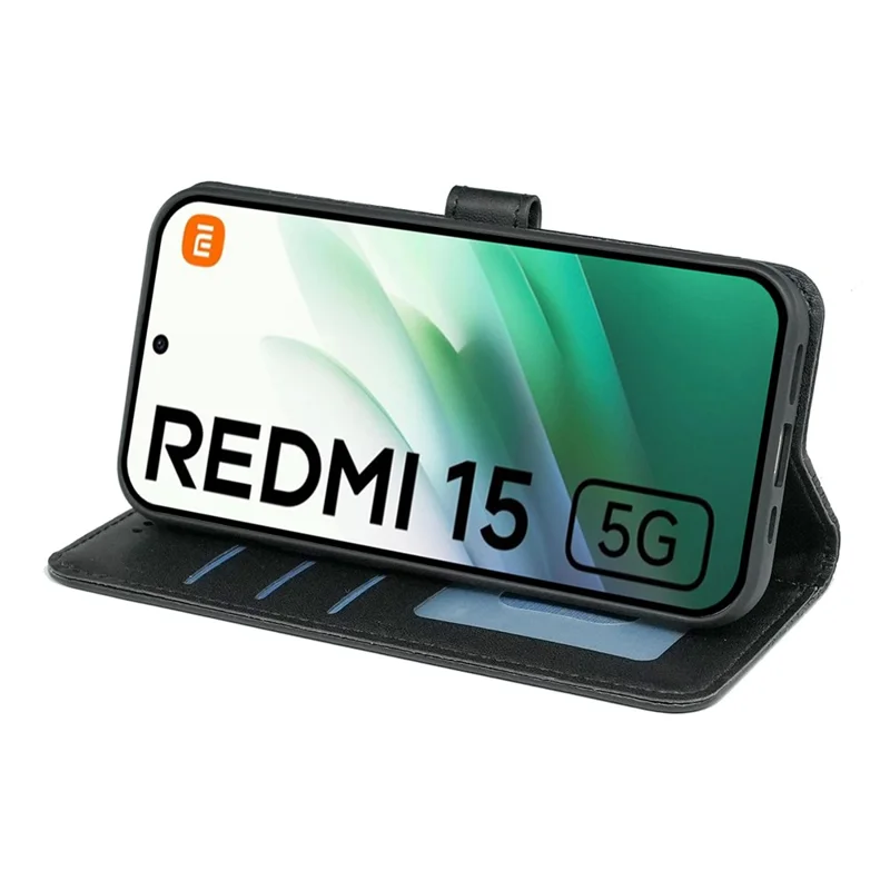 Xiaomi Redmi 15 5G (Global) (169mm) Brieftasche Handyhülle Muster Geprägtes Leder Flip Cover - Schwarz