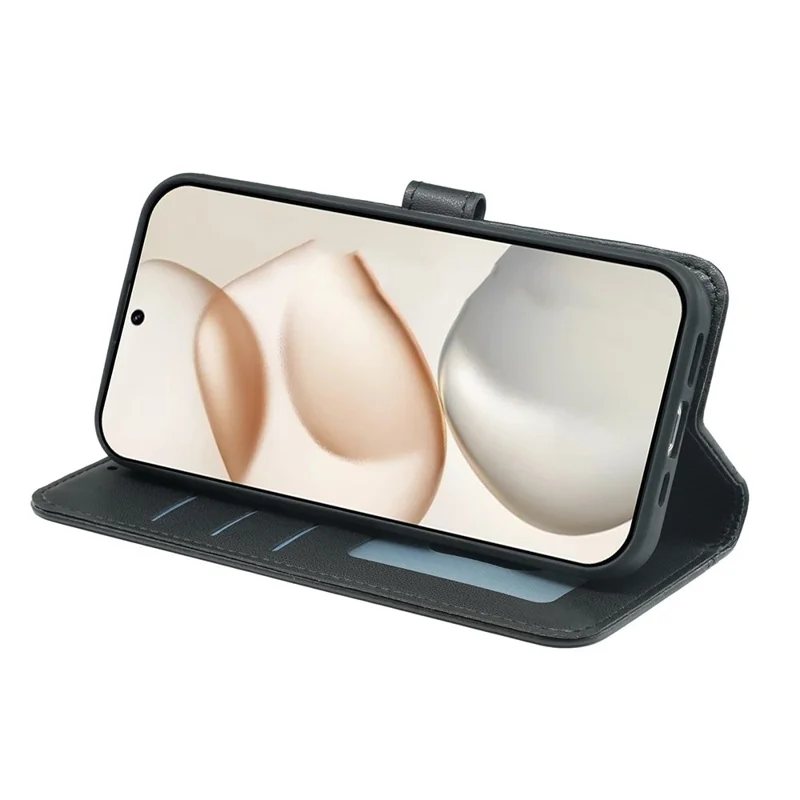 Portemonnee Hoesje voor Honor 400 Smart 5G / 4G / X7d 4G Magnetische Snap Leren Telefoonhoes met Bandje - Zwart