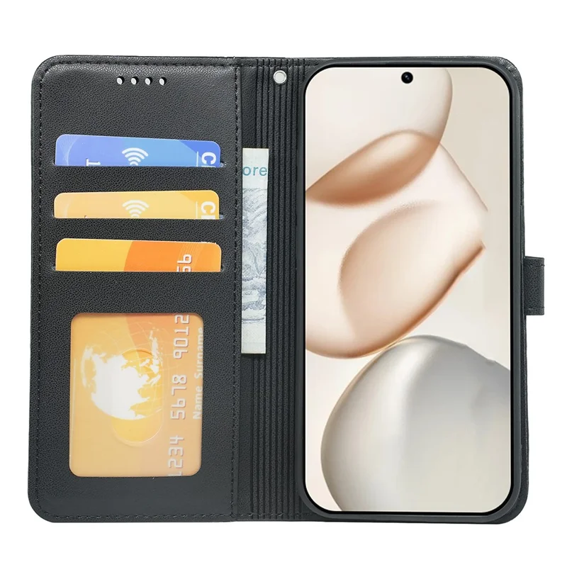 Portemonnee Hoesje voor Honor 400 Smart 5G / 4G / X7d 4G Magnetische Snap Leren Telefoonhoes met Bandje - Zwart