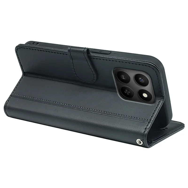 Portemonnee Hoesje voor Honor 400 Smart 5G / 4G / X7d 4G Magnetische Snap Leren Telefoonhoes met Bandje - Zwart