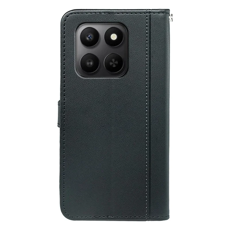 Portemonnee Hoesje voor Honor 400 Smart 5G / 4G / X7d 4G Magnetische Snap Leren Telefoonhoes met Bandje - Zwart