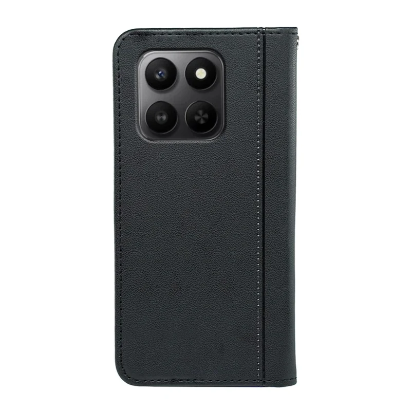 Wallet Case For Honor 400 Smart 5G  /  4G  /  X7d 4G Magnetic Closing PU Leather Phone Cover with Wrist Strap - Black