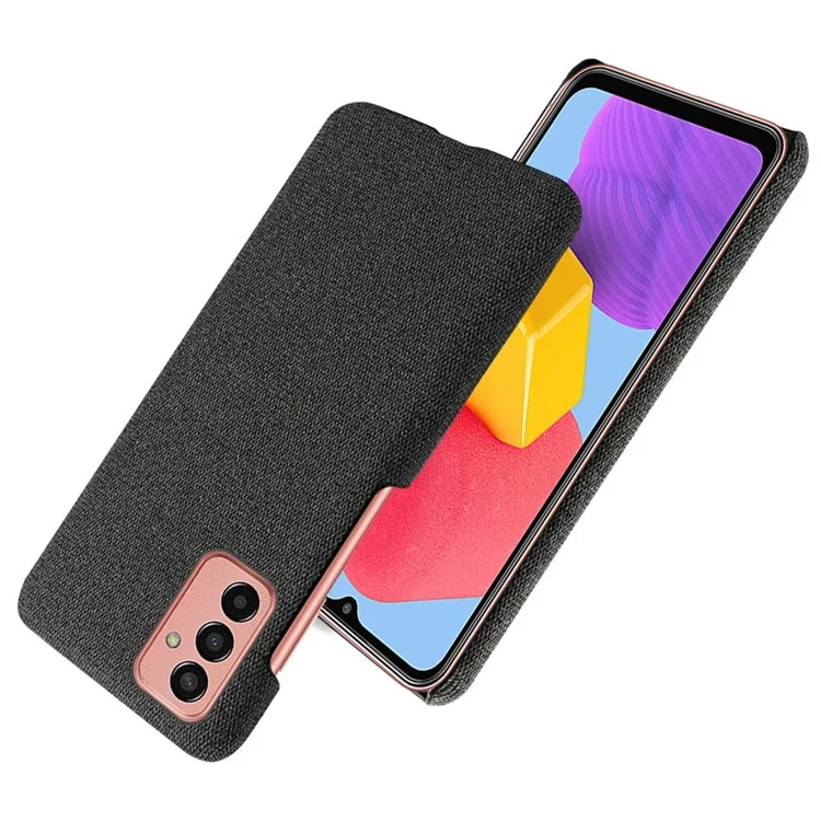 Pour Samsung Galaxy M13 4G Téléphone Mobile Cadre de Téléphone Mobile Absorbant Couleur de Téléphone Dur Couleur Solide pc + Tissu - le Noir