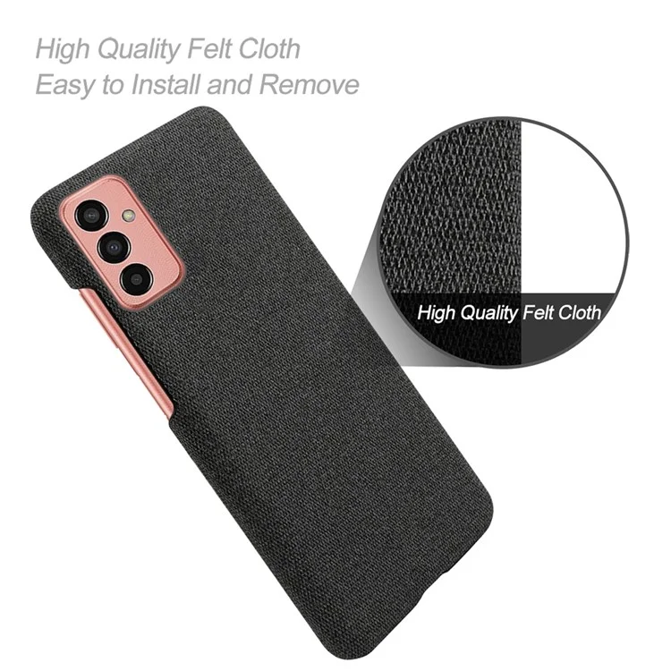 Pour Samsung Galaxy M13 4G Téléphone Mobile Cadre de Téléphone Mobile Absorbant Couleur de Téléphone Dur Couleur Solide pc + Tissu - le Noir