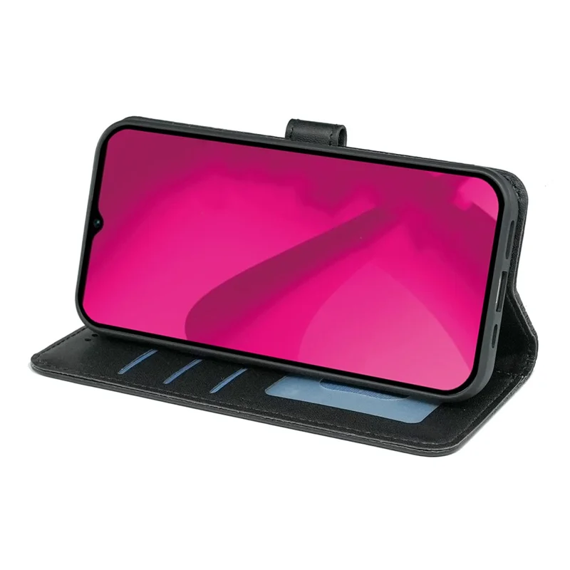 For T-Mobile REVVL 8 Wallet Phone Case Pattern Imprint Leather Flip Cover - Black