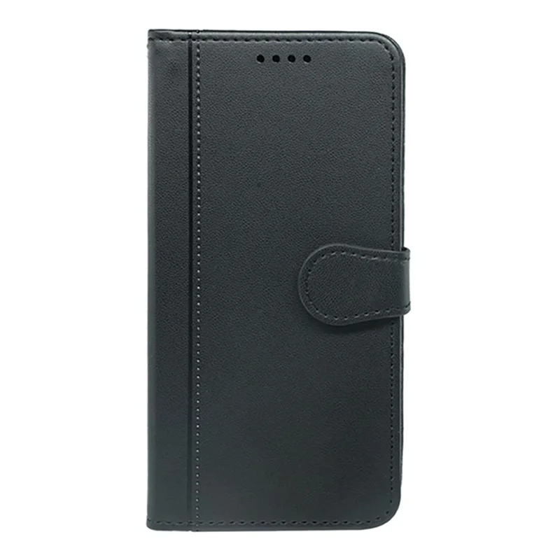 For iPhone 18 Pro / 17 Pro Wallet Case Magnetic Snap Leather Phone Cover with Strap - Black