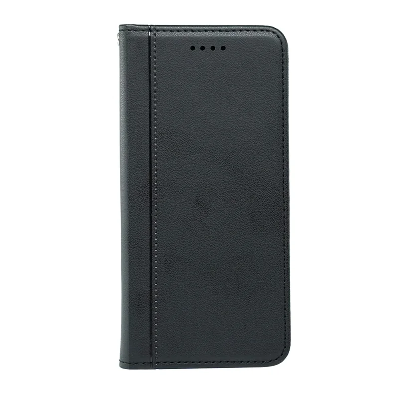 For iPhone 17 Wallet Case Magnetic Closing PU Leather Phone Cover with Wrist Strap - Black