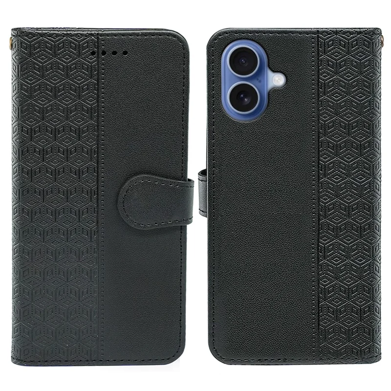 For iPhone 17 Wallet Phone Case Pattern Imprint Leather Flip Cover - Black