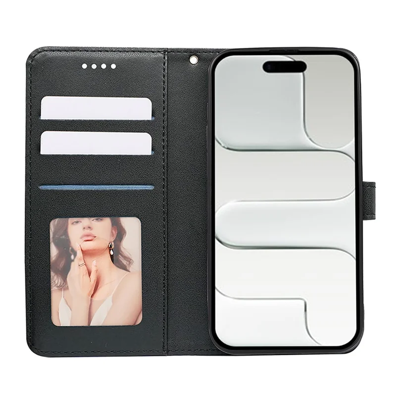 For iPhone 17 Wallet Phone Case Pattern Imprint Leather Flip Cover - Black