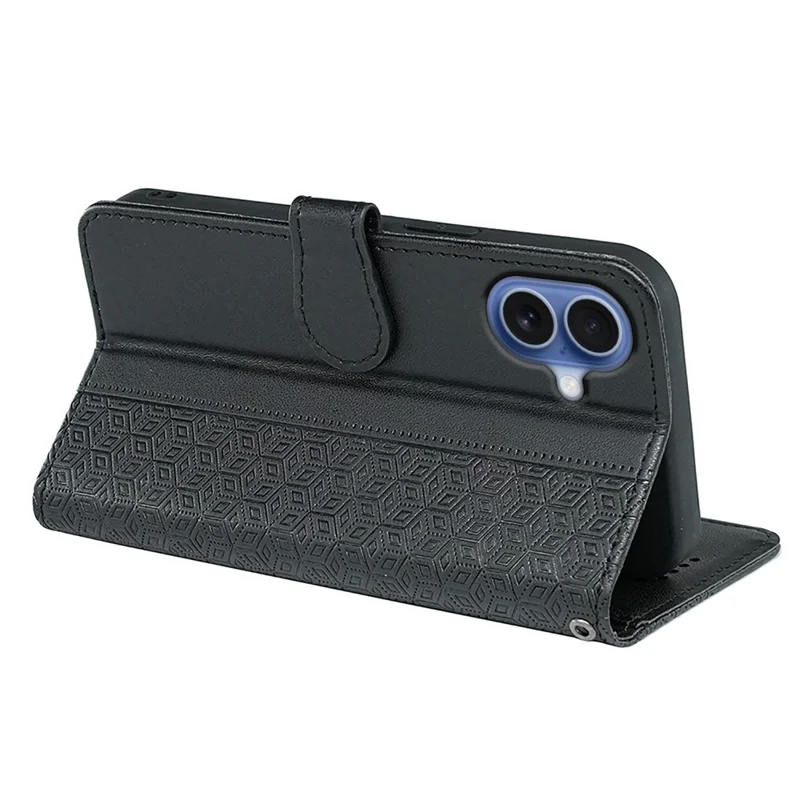 For iPhone 17 Wallet Phone Case Pattern Imprint Leather Flip Cover - Black