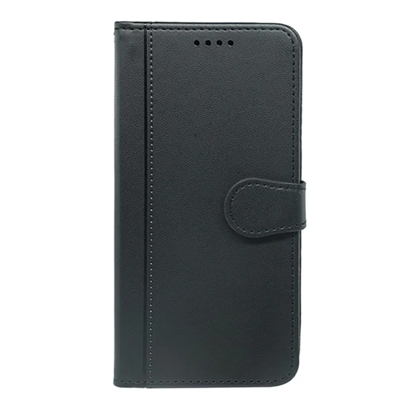 For iPhone Air Wallet Case Magnetic Snap Leather Phone Cover with Strap - Black