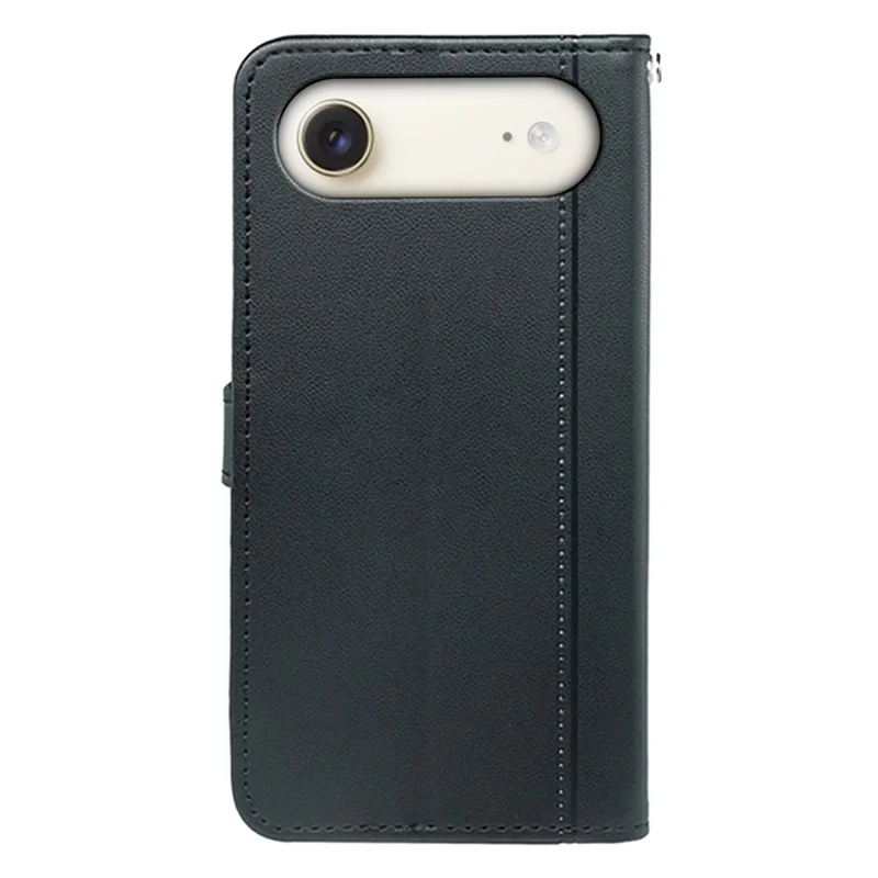 For iPhone Air Wallet Case Magnetic Snap Leather Phone Cover with Strap - Black
