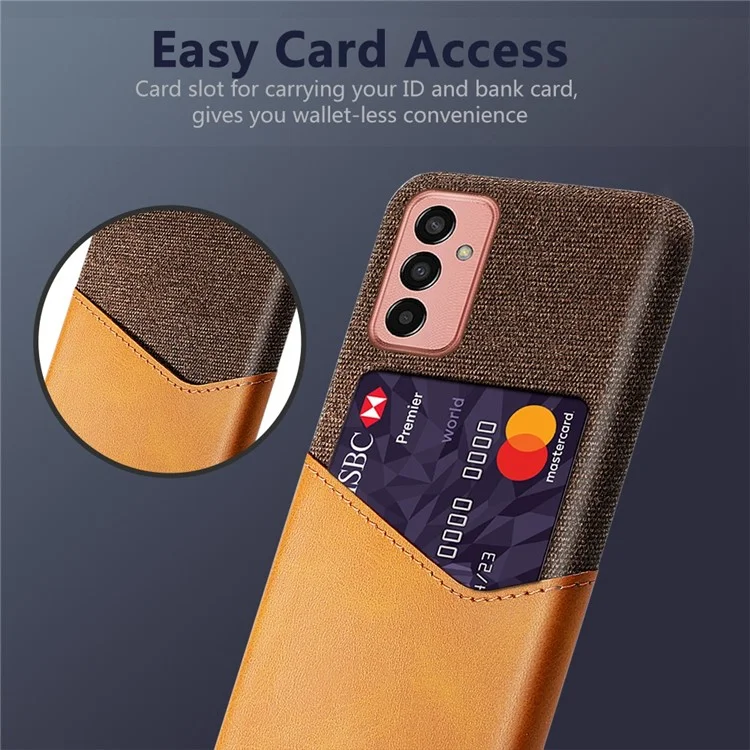 Case de Teléfonos Celulares Para Samsung Galaxy M13 4G Holder Soporter Design Anti-fall Texture Telephone PU Cubierta de PC Con Recubrimiento de Cuero - Marrón