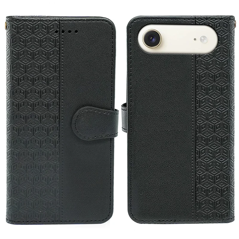 For iPhone Air Wallet Phone Case Pattern Imprint Leather Flip Cover - Black