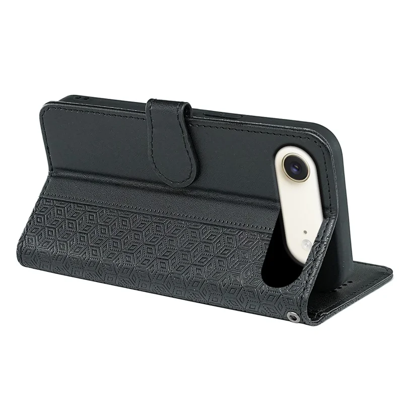 For iPhone Air Wallet Phone Case Pattern Imprint Leather Flip Cover - Black