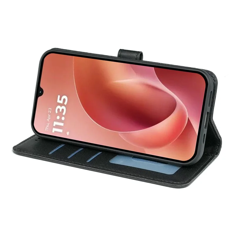 Custodia a portafoglio Motorola Moto G06 4G con stampa a motivo, cover flip in pelle - Nero