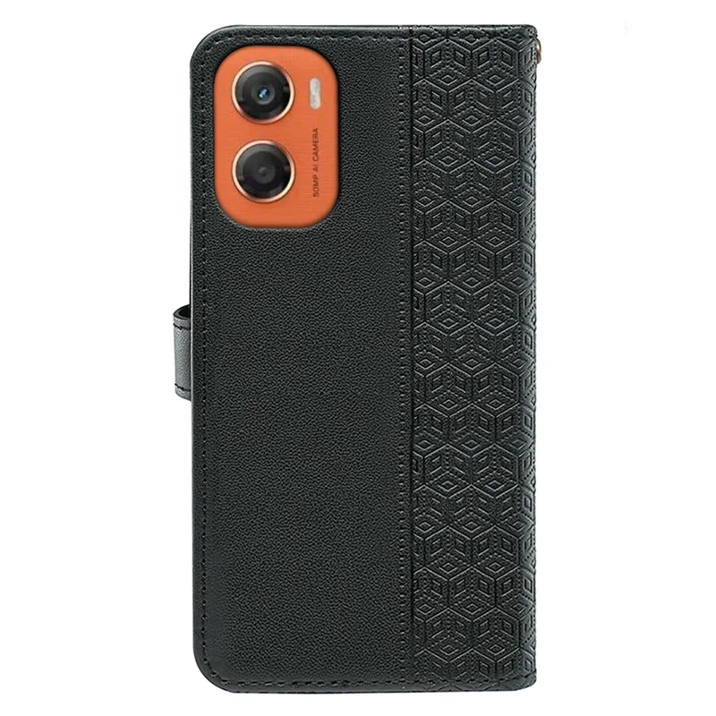 Custodia a portafoglio Motorola Moto G06 4G con stampa a motivo, cover flip in pelle - Nero