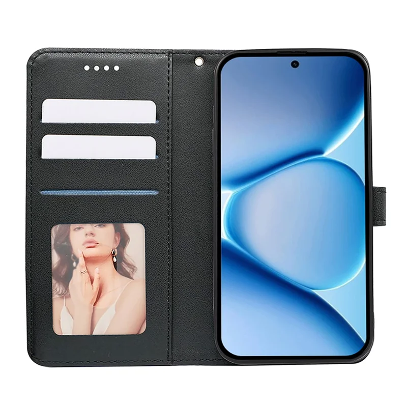 Capa de Carteira para Xiaomi Redmi Note 15 Pro+ 5G - Padrão Impresso em Couro Flip Cover - Preto