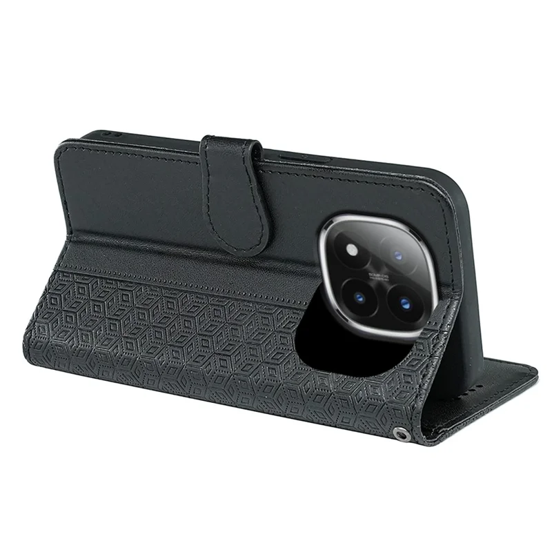 Capa de Carteira para Xiaomi Redmi Note 15 Pro+ 5G - Padrão Impresso em Couro Flip Cover - Preto