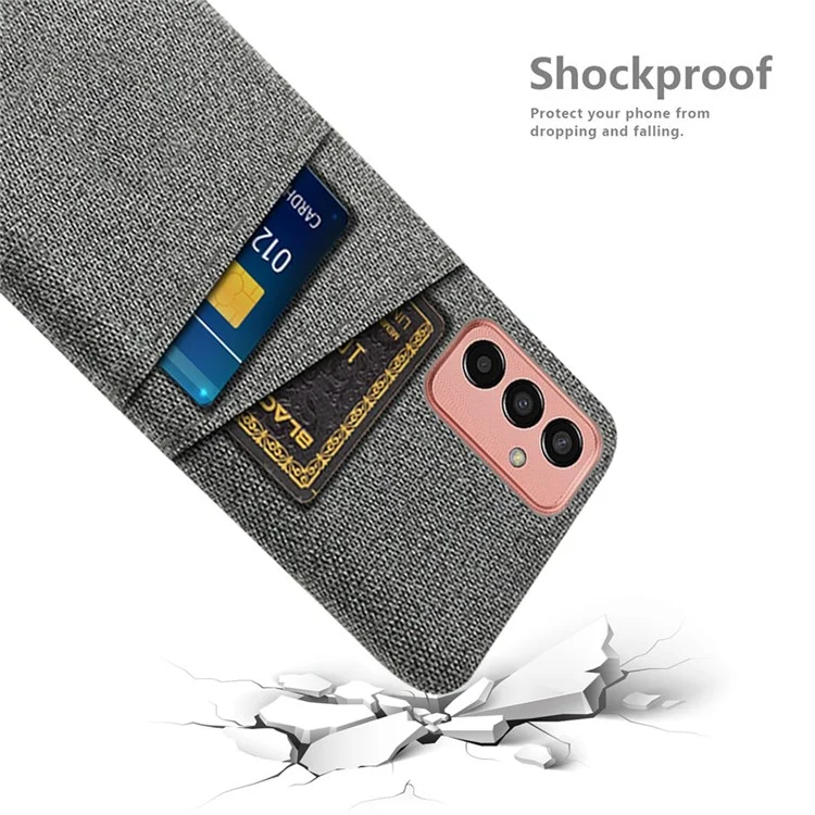 Für Samsung Galaxy M13 4G Stoff Texture Telefon Fall Fall Verhinderung Dual -karten -slots PC -schutzschutzabdeckung - Grau