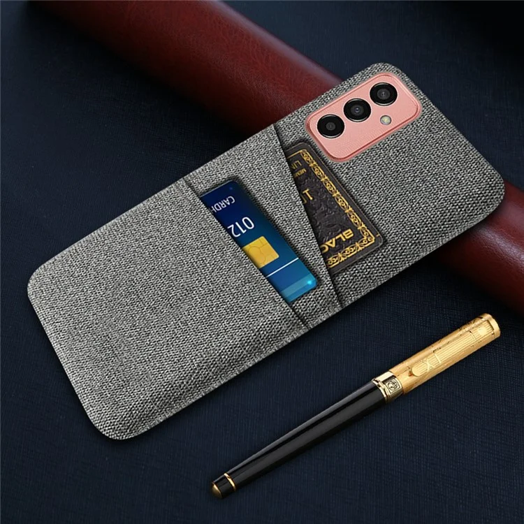 Für Samsung Galaxy M13 4G Stoff Texture Telefon Fall Fall Verhinderung Dual -karten -slots PC -schutzschutzabdeckung - Grau