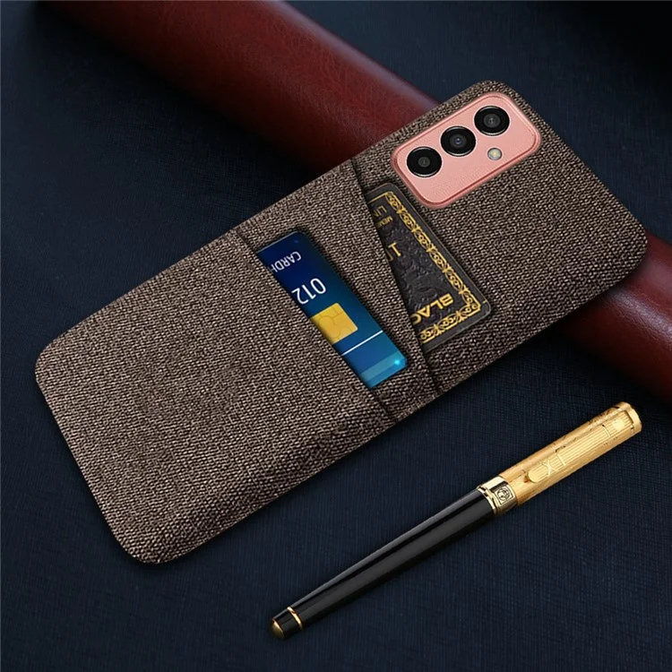 Per Samsung Galaxy M13 4G Telefon Tele Tele Telefino Prevenzione Caduta Slot a Doppia Scheda PC Cover di Protezione - Marrone