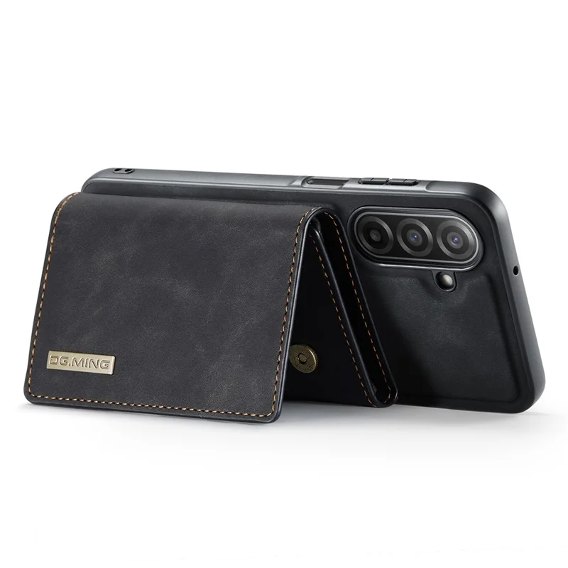 DG.MING M1 Series for Samsung Galaxy A17 5G  /  4G Case Kickstand PU Phone Cover with Detachable Wallet - Black