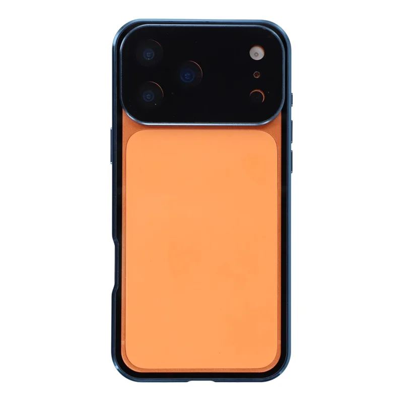 For iPhone 17 Pro Case Ultra Clear Double-Sided Tempered Glass + Magnetic Metal Frame Phone Cover - Blue