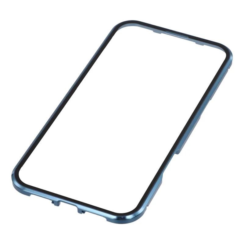 For iPhone 17 Pro Case Ultra Clear Double-Sided Tempered Glass + Magnetic Metal Frame Phone Cover - Blue