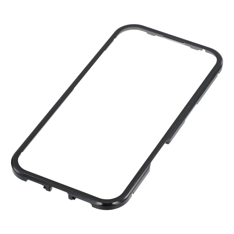 For iPhone 17 Case Ultra Clear Double-Sided Tempered Glass + Magnetic Metal Frame Phone Cover - Black