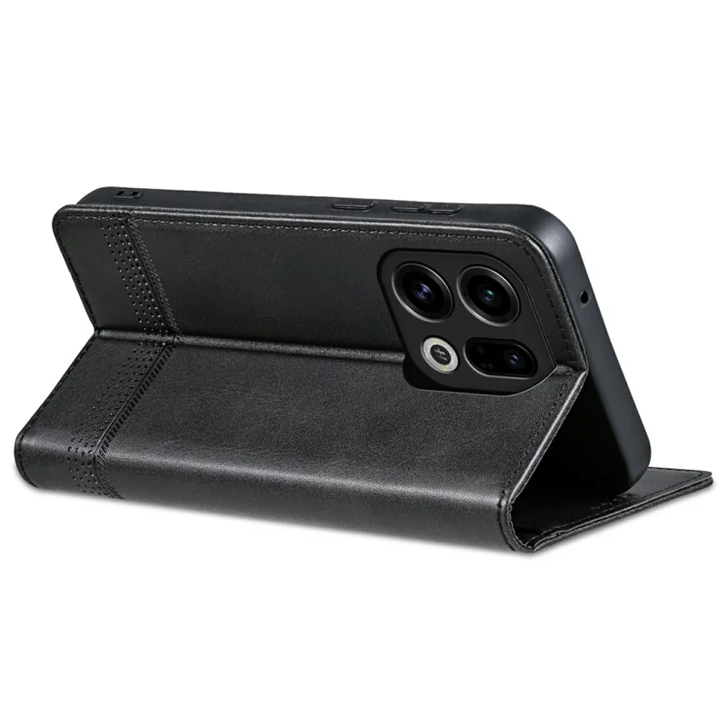AZNS Para Oppo Find X9 5G Funda Textura de Cuero de Vaca PU Cubierta de Teléfono Billetera - Negro