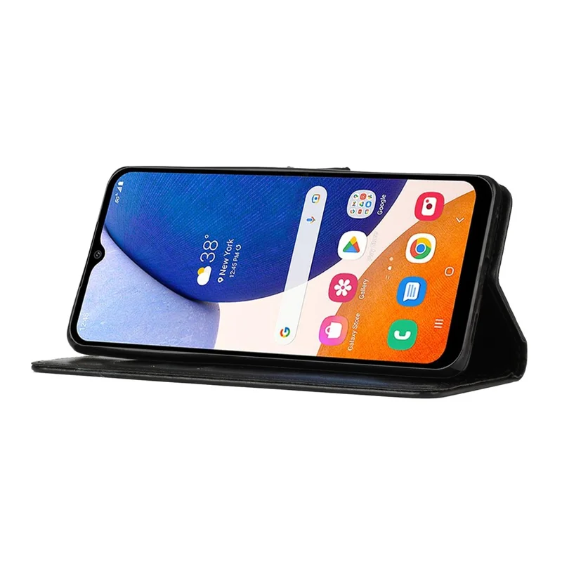 For Samsung Galaxy S26 / S26 Pro Leather Wallet Case Butterfly Flower Imprinted Phone Cover with Strap - Black