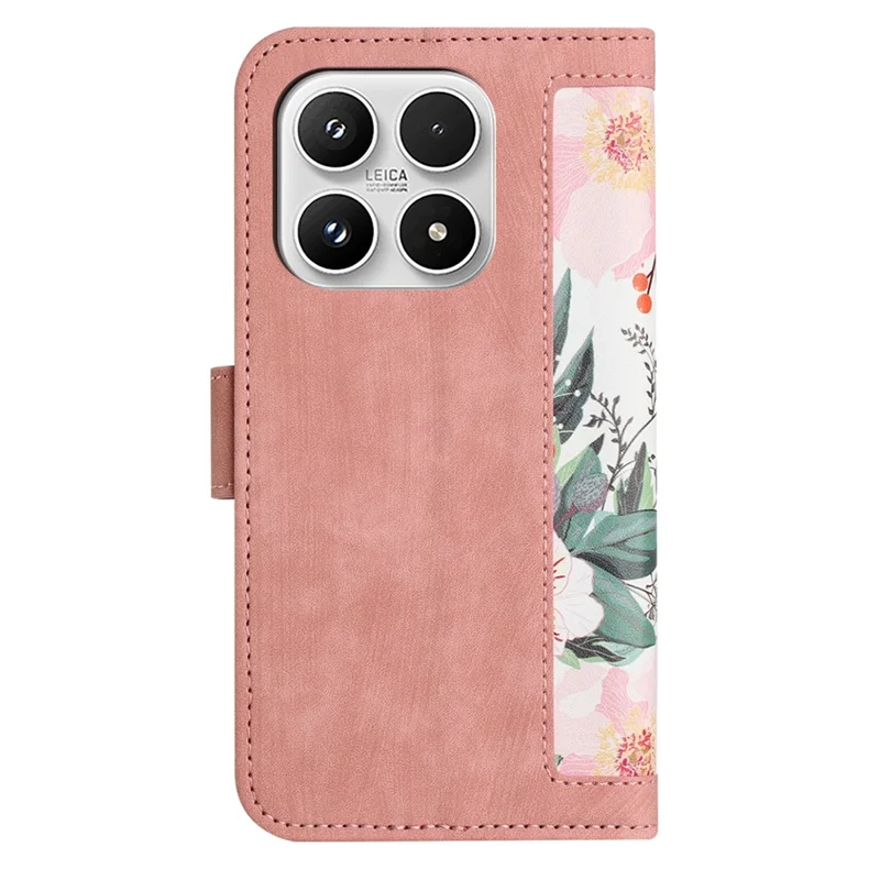 For Xiaomi 17 Case PU Leather Floral Phone Cover with Card Slots - Pink