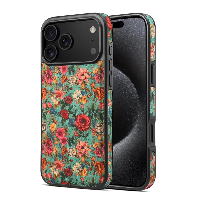 Funda para iPhone 17 Pro Compatible con MagSafe Floral Cuero PU Trasera Funda de Teléfono - Azul