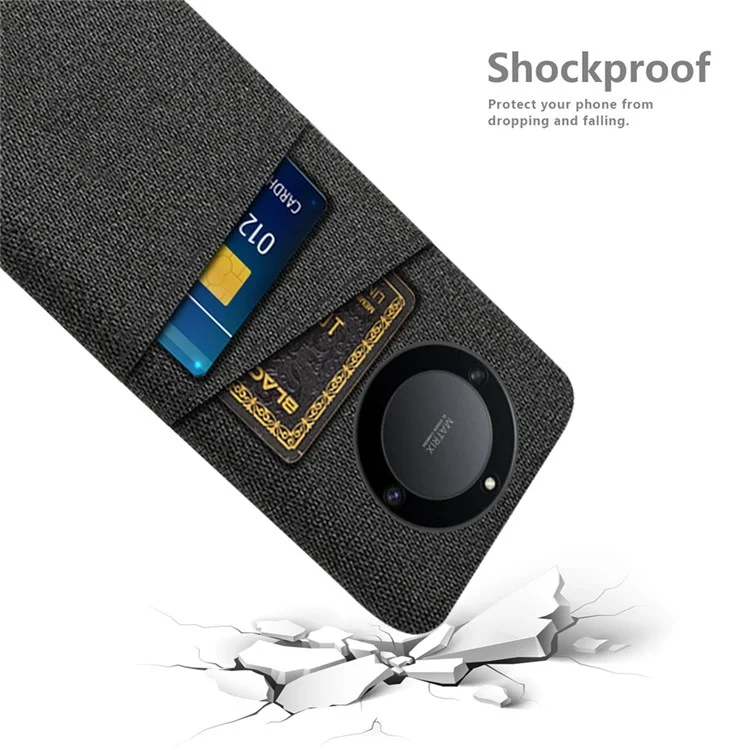 For Honor X40 5G / X9a 5G / Magic5 Lite 5G Cloth Texture Anti-Slip Shockproof Case Dual Card Slots Design Hard PC Protective Shell Phone Cover - Black