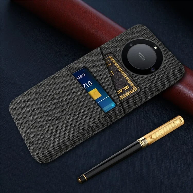 For Honor X40 5G / X9a 5G / Magic5 Lite 5G Cloth Texture Anti-Slip Shockproof Case Dual Card Slots Design Hard PC Protective Shell Phone Cover - Black