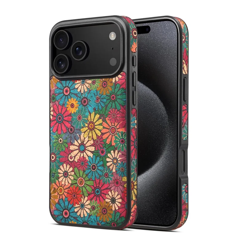 Funda para iPhone 17 Pro Max compatible con MagSafe Cubierta de teléfono de cuero PU con flores - Azul