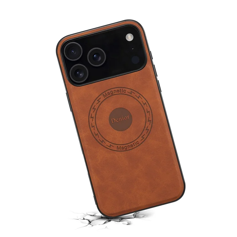 DENIOR A11 Kompatibles iPhone 17 Pro Hülle für MagSafe Lederüberzogener PC + TPU Handyhülle - Braun
