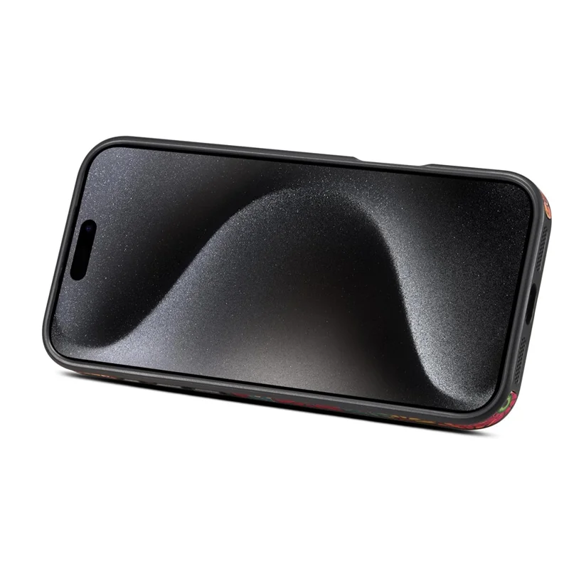 Funda magnética para iPhone 17 Pro Max Bolsa para tarjetas desmontable Cubierta de cuero con flores en la parte trasera - Verde