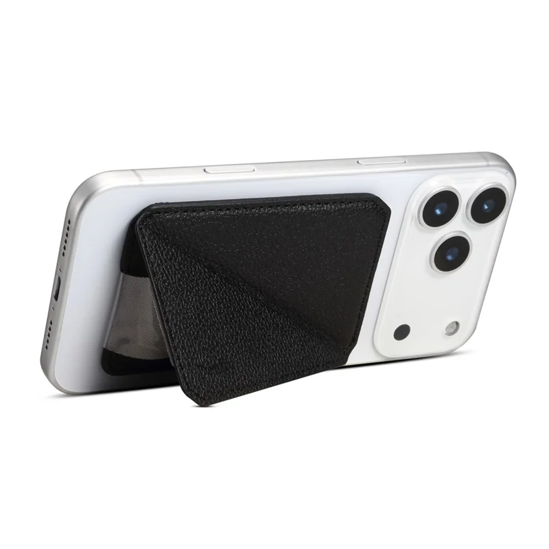 DENIOR V22 Supporto Magnetico per Carte di Credito Verticale Orizzontale Texture in Pelle di Vacchetta PU Custodia per Carte - Nero