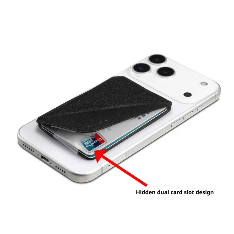 DENIOR V22 Supporto Magnetico per Carte di Credito Verticale Orizzontale Texture in Pelle di Vacchetta PU Custodia per Carte - Nero