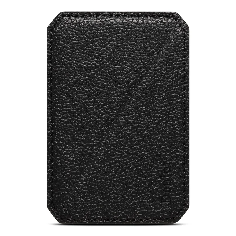 DENIOR V22 Supporto Magnetico per Carte di Credito Verticale Orizzontale Texture in Pelle di Vacchetta PU Custodia per Carte - Nero